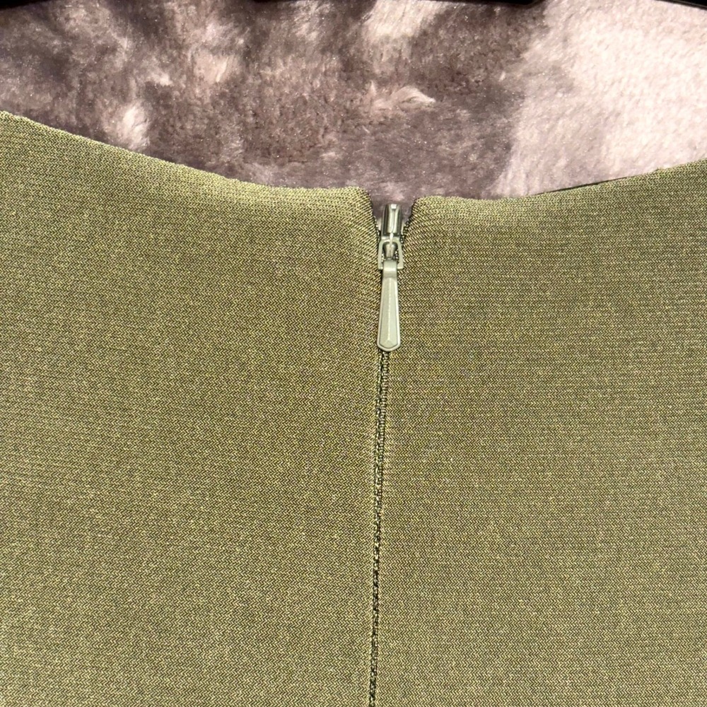 Mac Duggal Olive Green Ruched Midi Dress Surplice Flutter‎ Sleeve Sexy NWT 2 - Picture 8 of 15